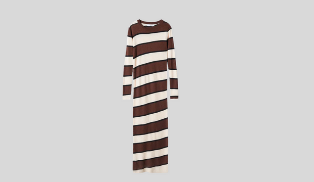 Striped rib knit dress