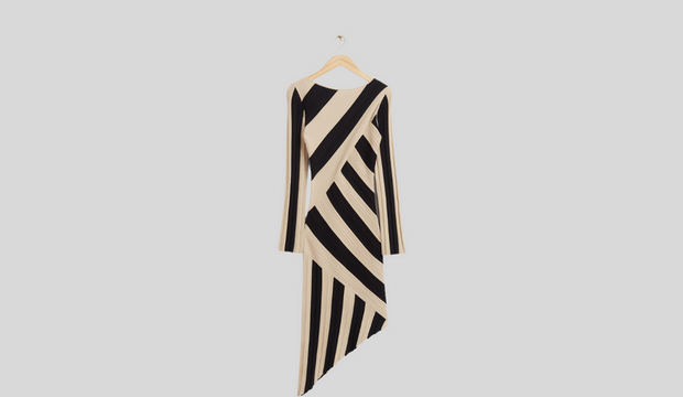 Asymmetric Irregular Ribbed Midi Dress