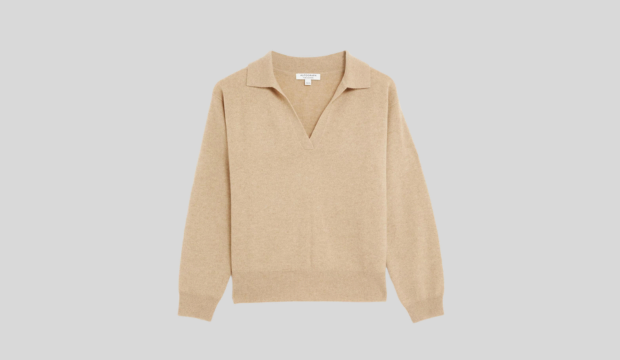 Pure Cashmere Collared Relaxed Jumper