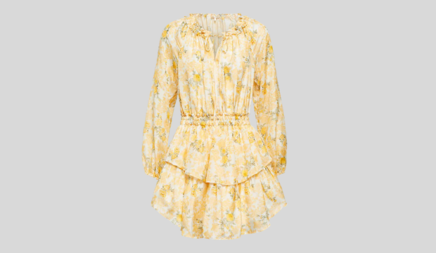 Popover off-shoulder floral silk minidress