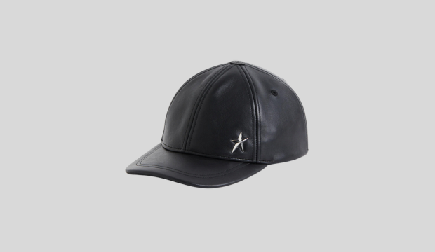 Leather baseball capBlack