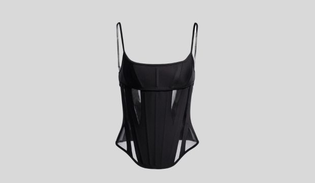 Mesh-panelled corset topBlack