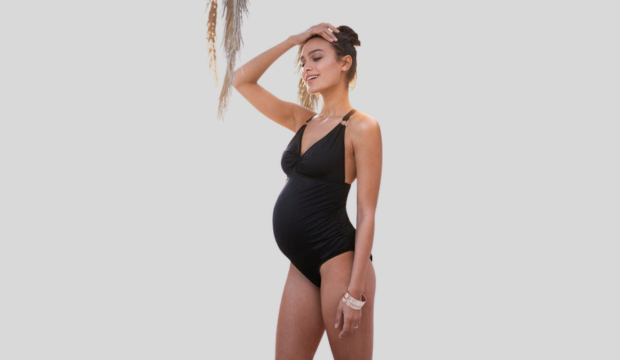 Front Twist Black Maternity Swimsuit