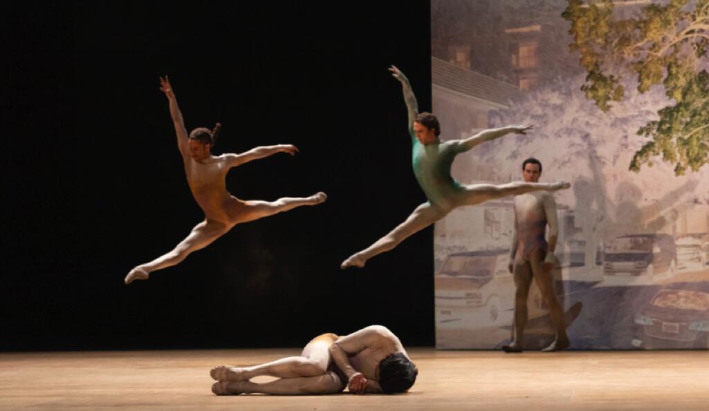 Joseph Sissens, Matthew Ball, Calvin Richardson and Ryoichi Hirano in The Dante Project, The Royal Ballet © 2021 ROH. Photo: Andrej Uspenski