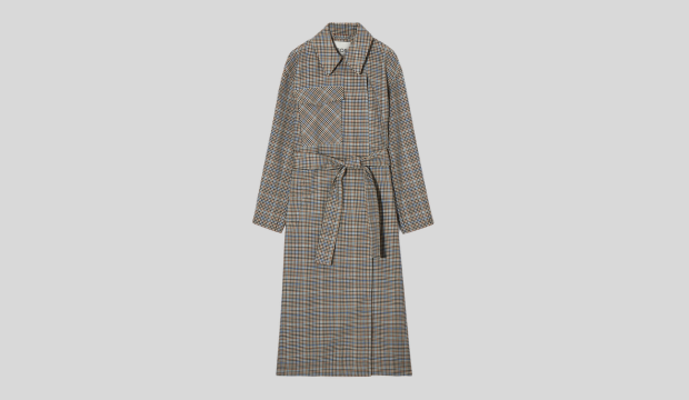 CHECKED UTILITY TRENCH COAT