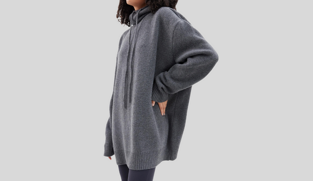 Knitted wool hooded jumper
