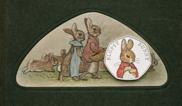 Royal Mint colourful Beatrix Potter coins 2018, Flopsy Bunny