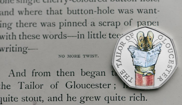Royal Mint colourful Beatrix Potter coins 2018, the Tailor of Gloucester 